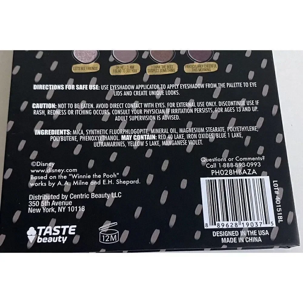 Taste Beauty Winnie The Pooh HUNNY Eyeshadow Palette 12 Colors Shimmer Matte NEW